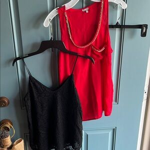 Red and Black Women's Tops Set
